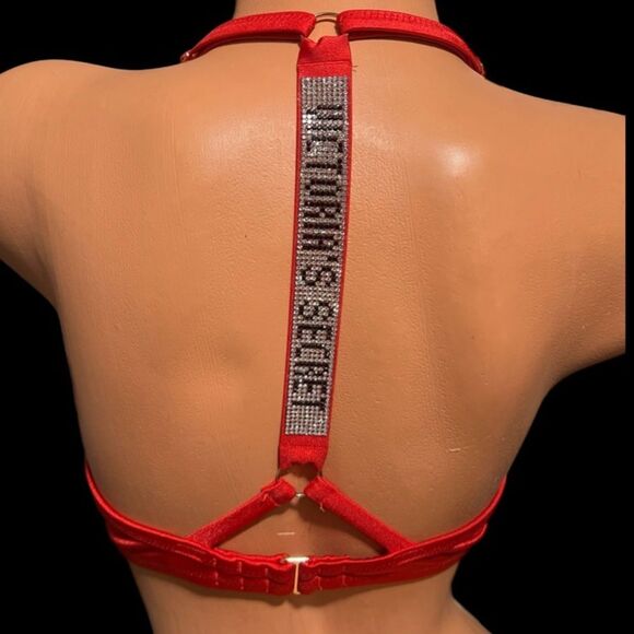 Victorias Secret Swim Shine Strap Full Coverage Push Up Bikini top Red 36C - Picture 10 of 14